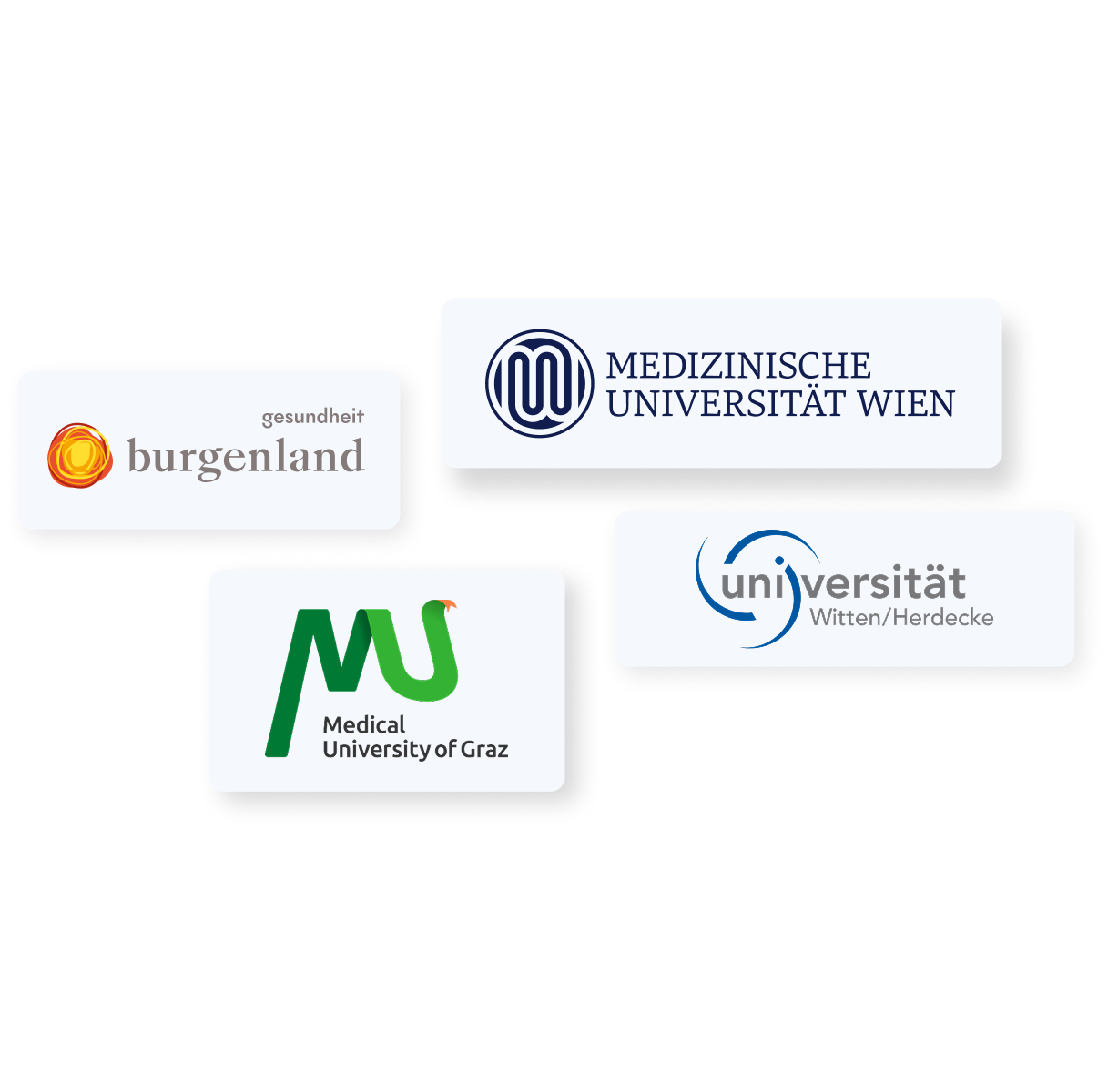 4 Logos: Medizinische Universität Wien, Universität Witten/Herdecke, Gesundheit Burgenland und Medical University of Graz.