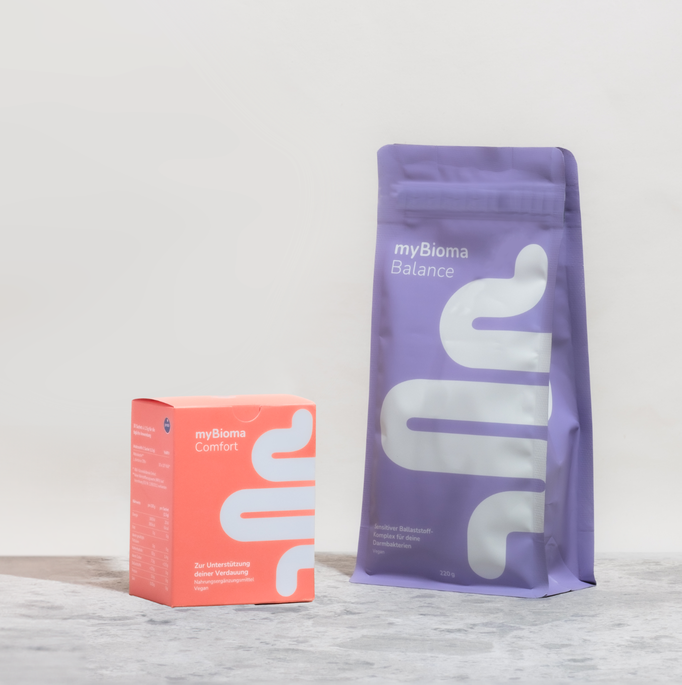 Packungen von myBioma Comfort und Balance nebeneinander